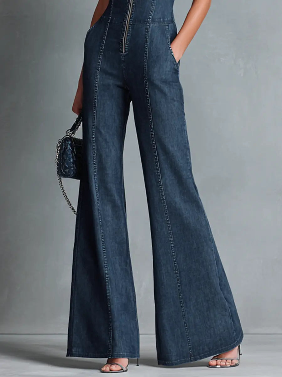 Susannah Women's Denim Flared Jumpsuit