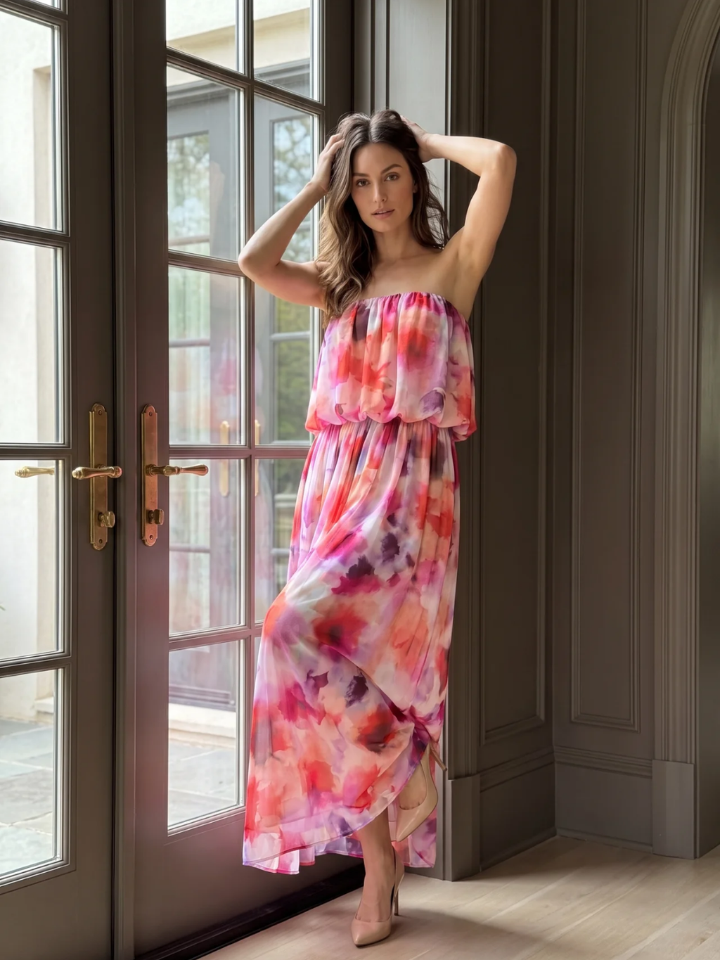 Seraphine | Strapless Blouson Tiered Maxi Dress