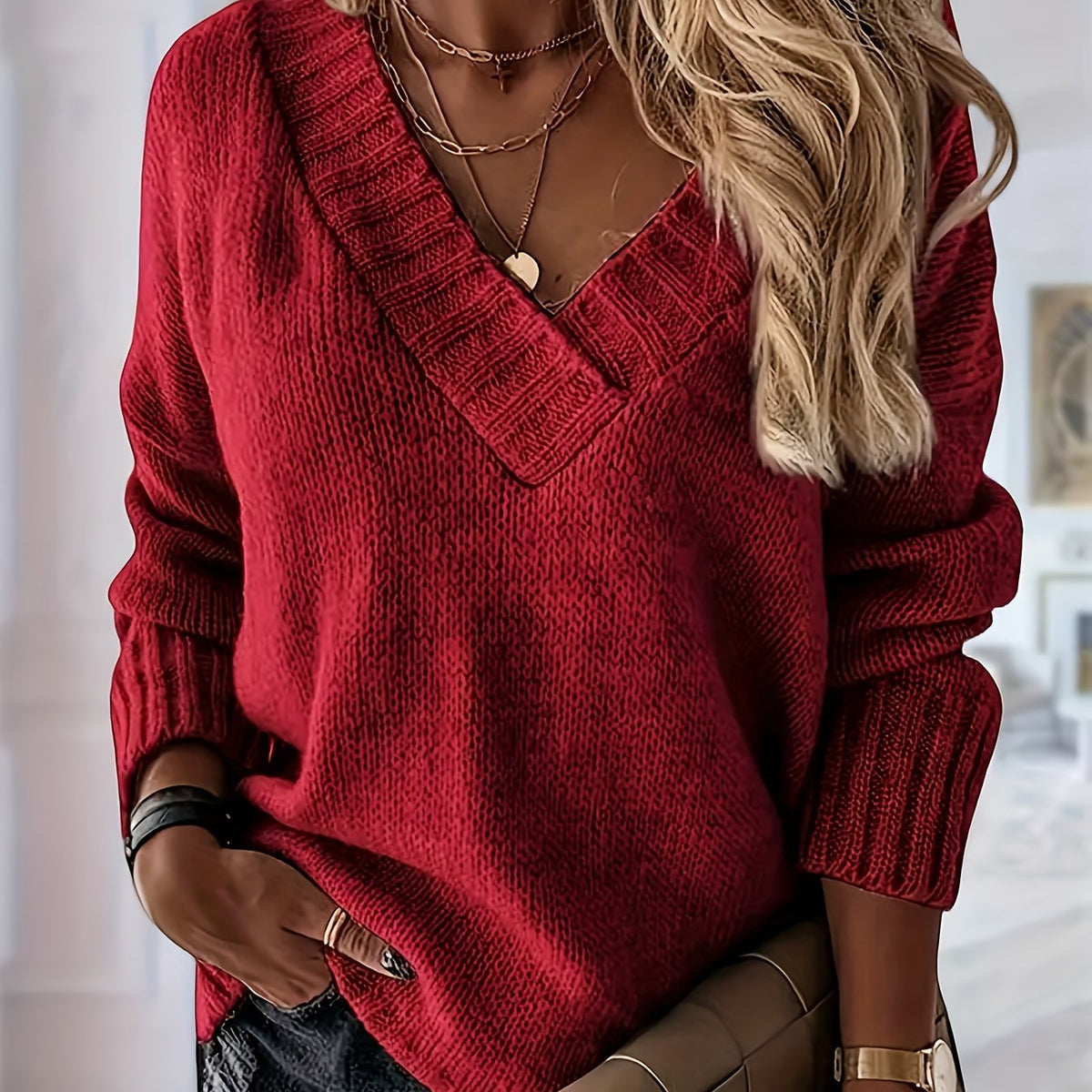 Callie | V-Neck Relaxed Knit Sweater