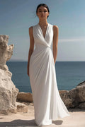 Wren Women's Ruched Chiffon V-Neck Maxi Dress