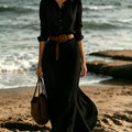 Reese | Collared Button-Front Belted Shirt Maxi Dress