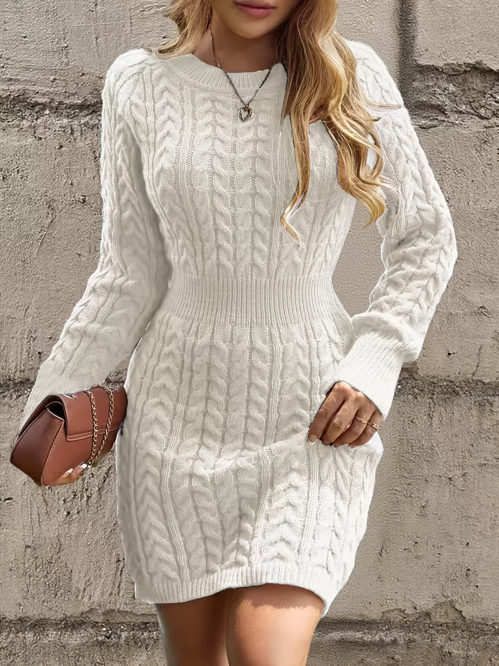 Tamsin | Herringbone Cable Crew Neck Sweater - view 3
