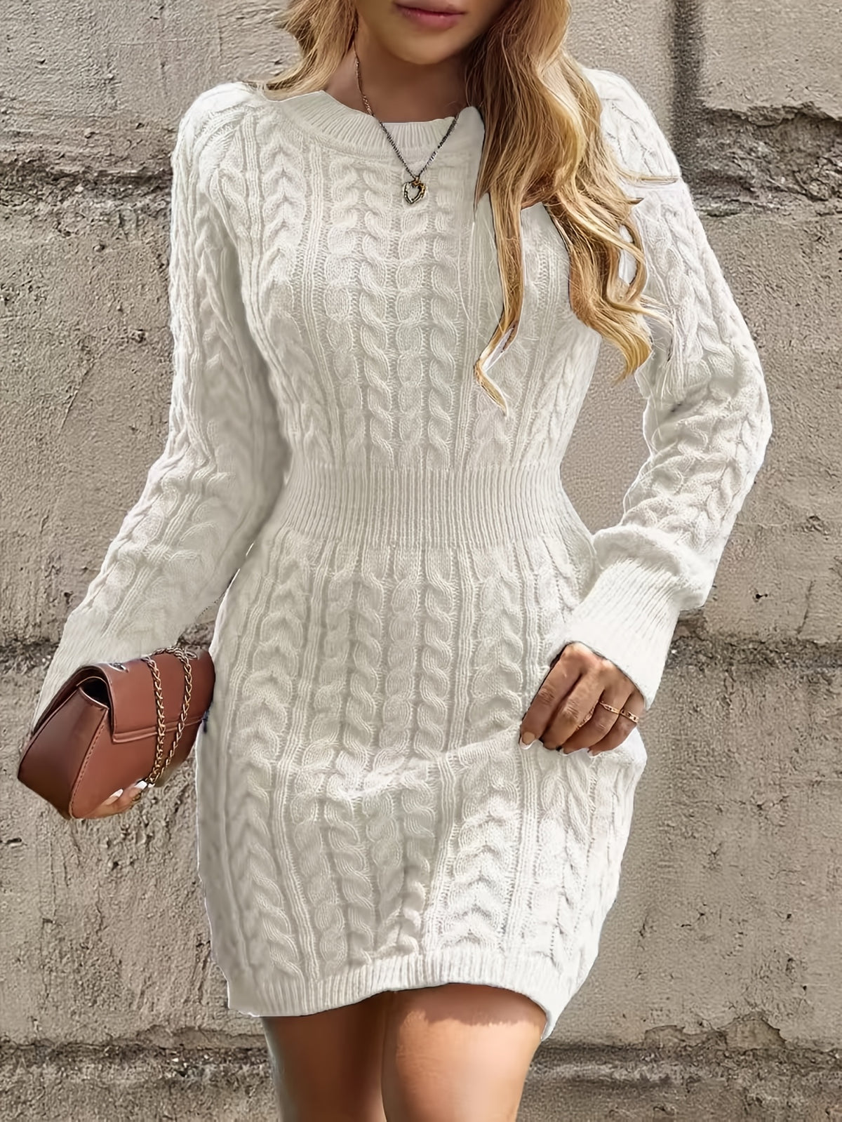 Tamsin | Herringbone Cable Crew Neck Sweater - view 3