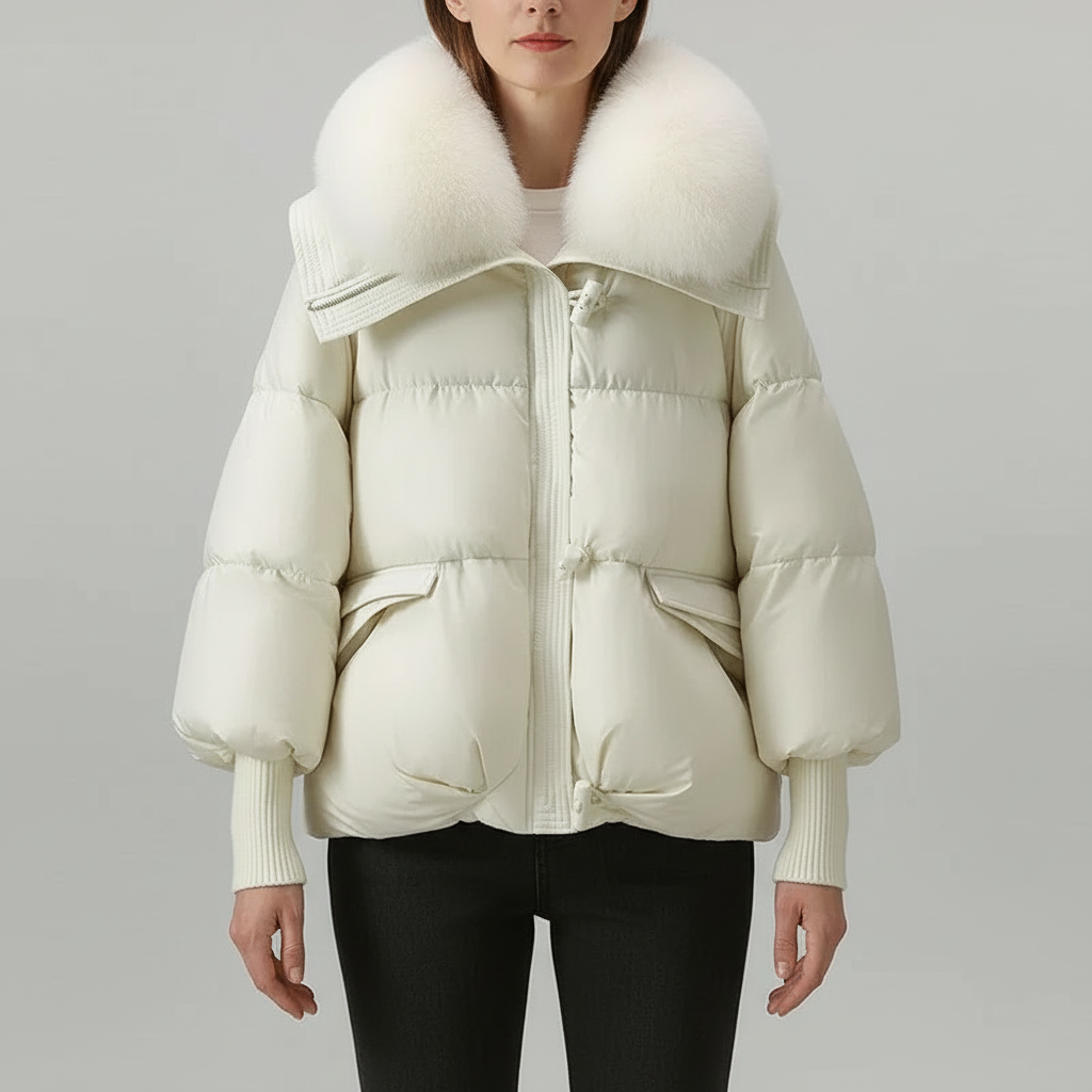 Cordelia | Faux Fur Hood Long Puffer Coat - view 5