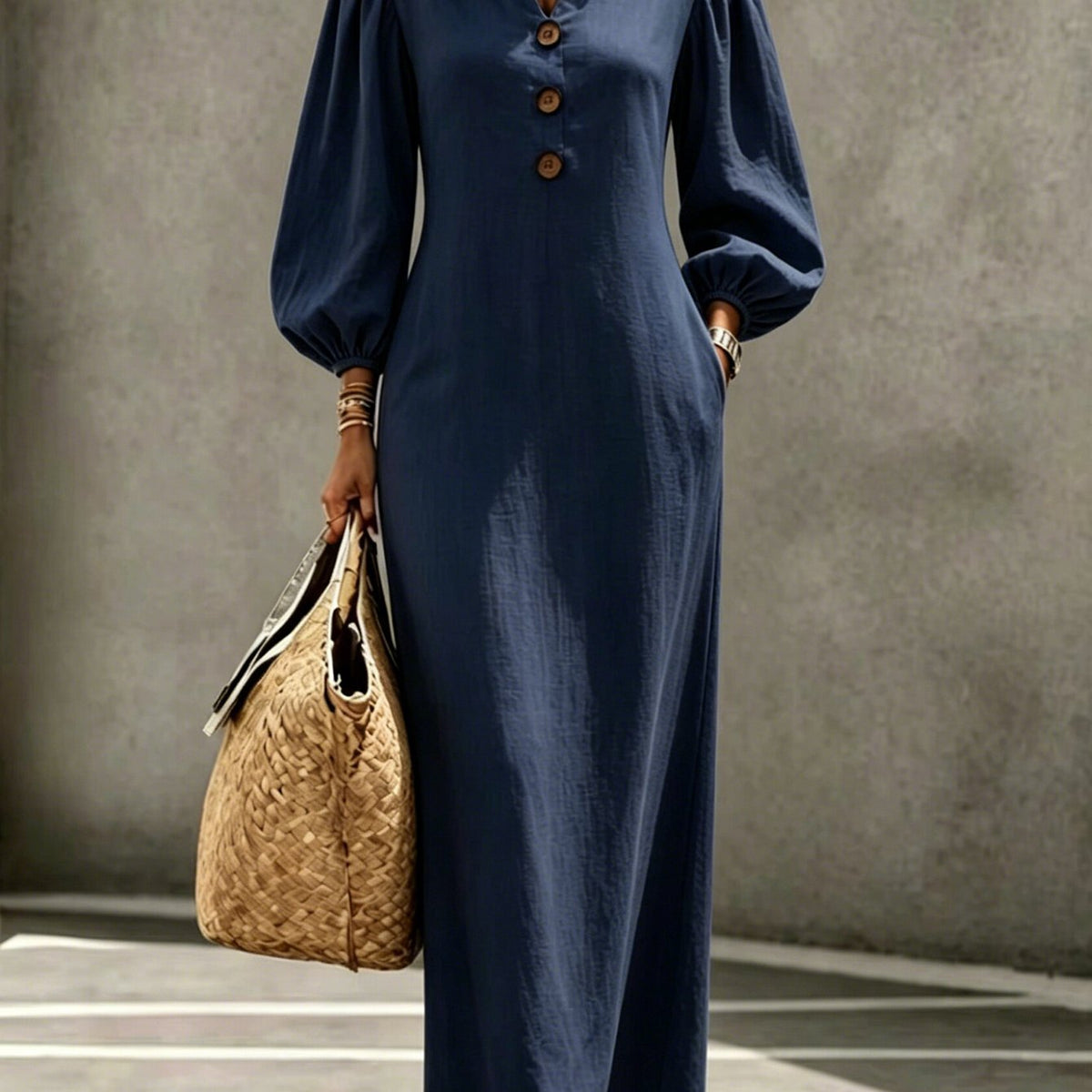 Presley | Puff Sleeve V-Neck Maxi Dress