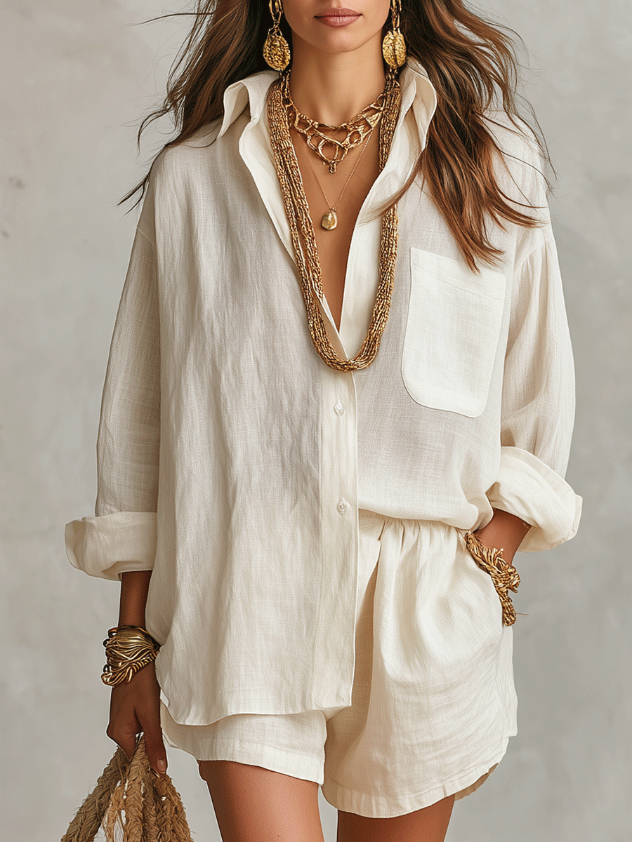 Diana Women's Linen Shirt & Shorts Set