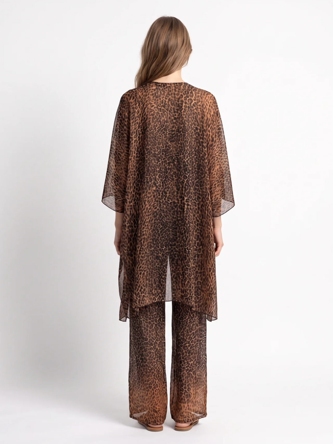 Tamsin | Leopard Print Kimono Wide-Leg Two-Piece Set