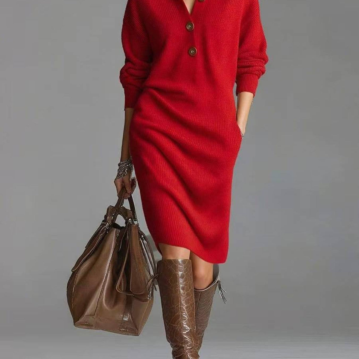 Kennedy | Raglan Sleeve Single-Breasted Dress