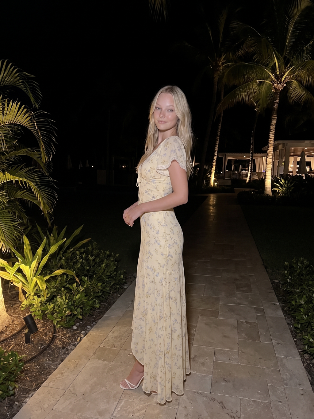 Rosalie | Ditsy Floral Flutter Sleeve High-Low Maxi Dress