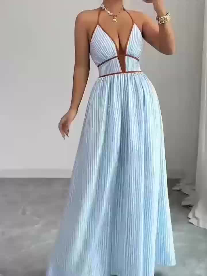 Tatum | Striped Colour-Block Wrap-Front Midi Dress