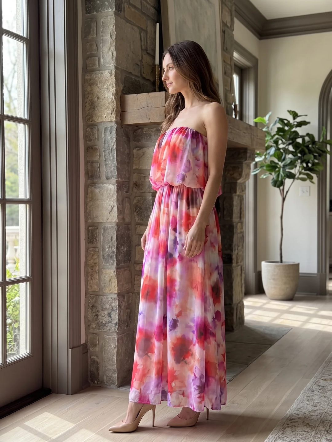 Seraphine | Strapless Blouson Tiered Maxi Dress