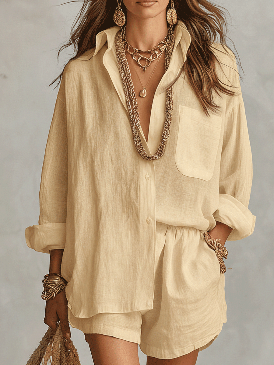 Diana Women's Linen Shirt & Shorts Set