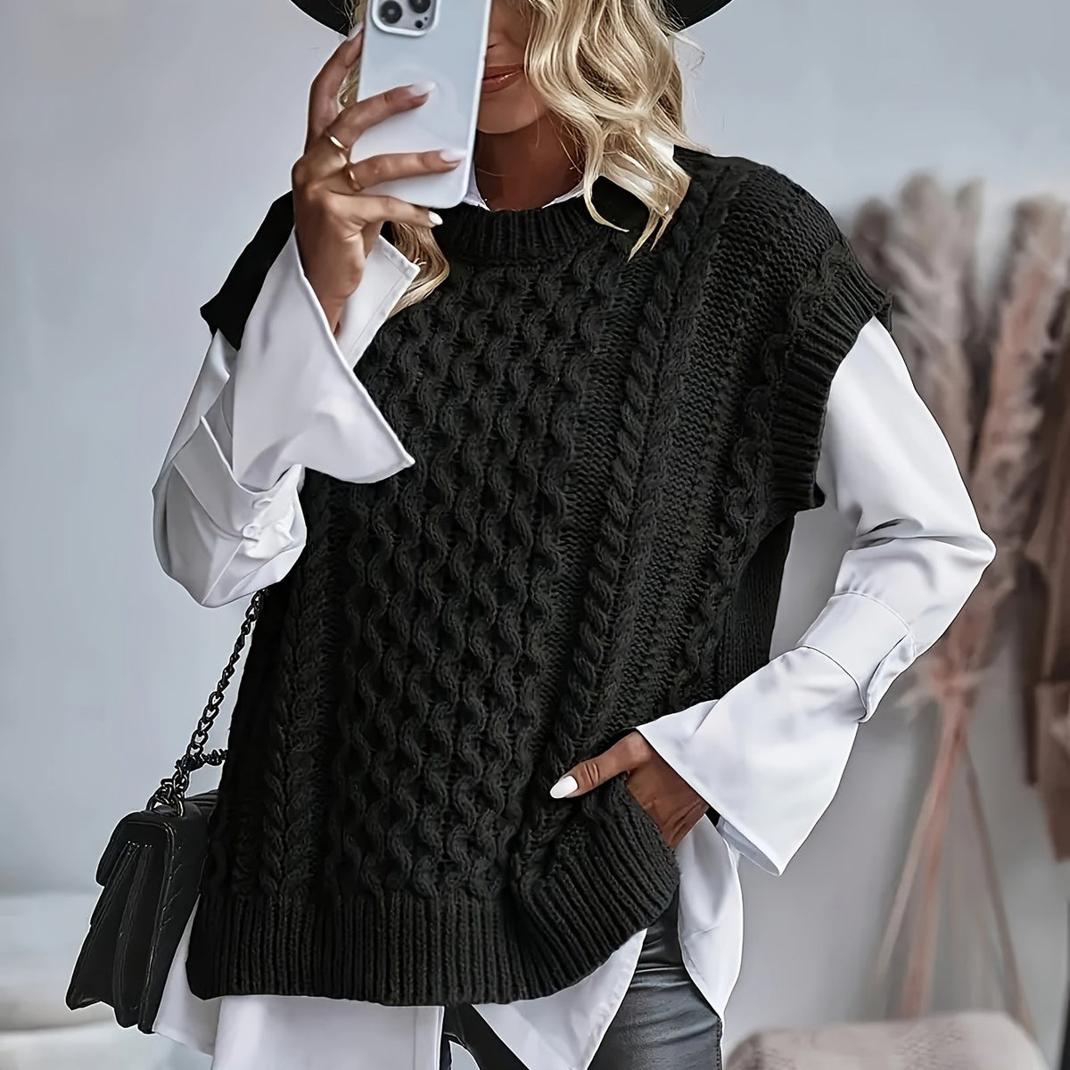 Imogen | Cable Knit Sleeveless Vest - view 15