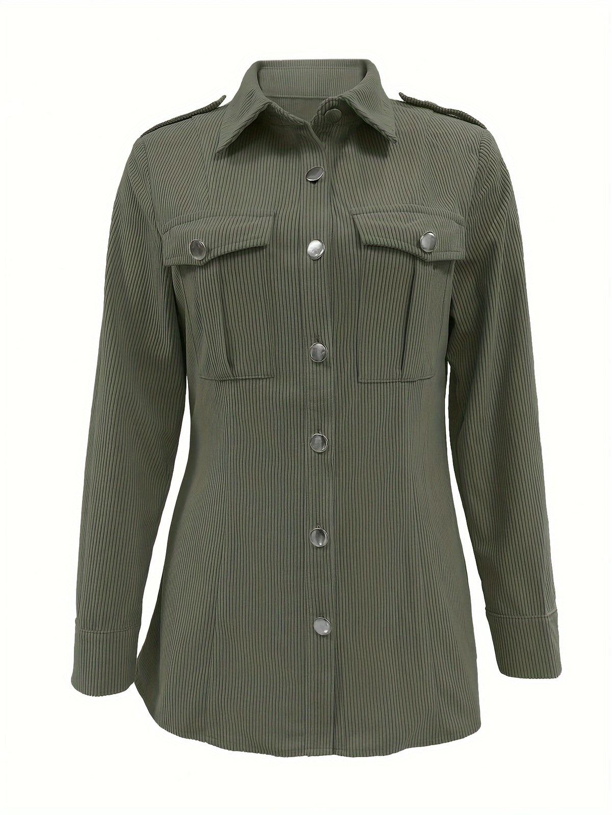 Saskia | Corduroy Lapel Pocket Shirt Jacket - view 6
