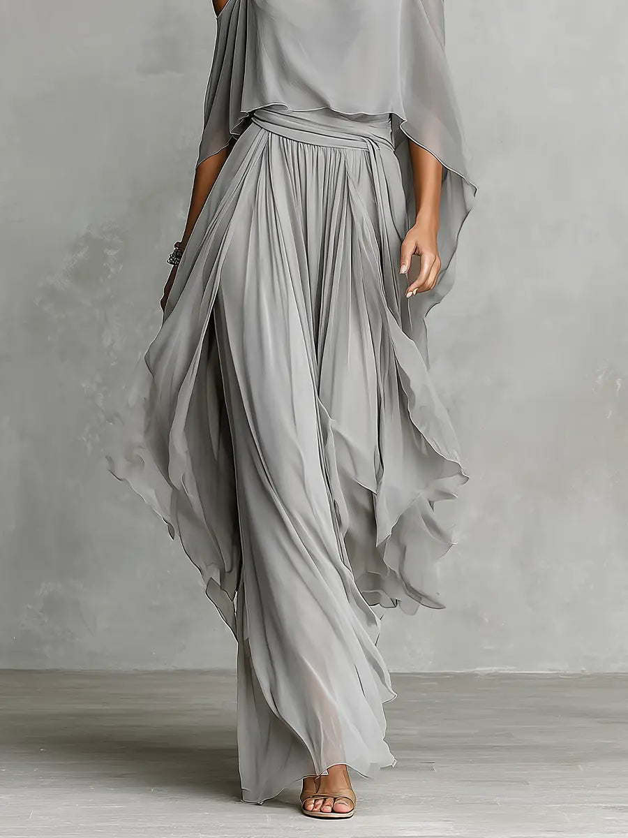 Whitney Women's Chiffon Cold-Shoulder Set