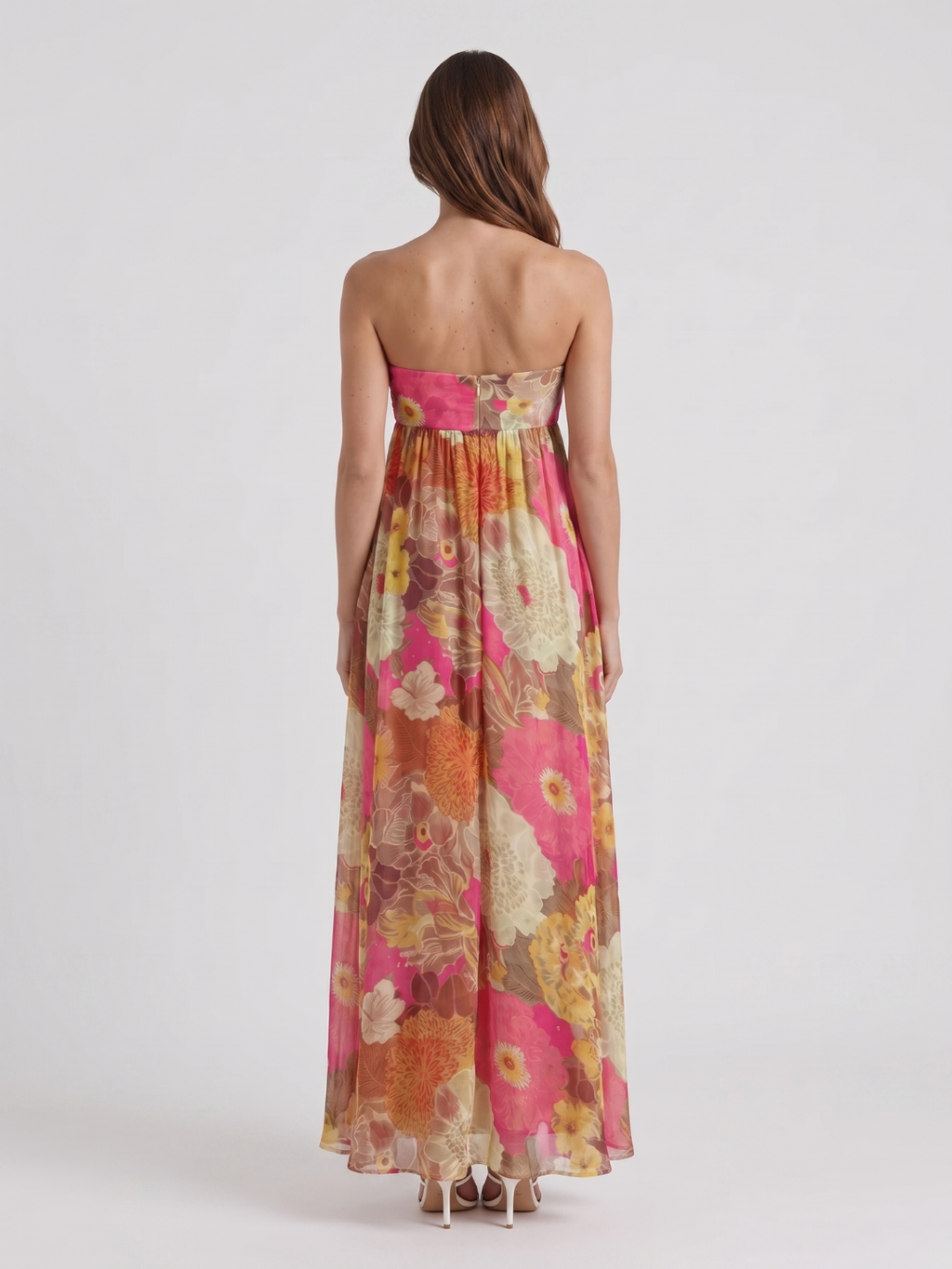 Cosima | Floral Strapless Bandeau Empire Waist Maxi Dress