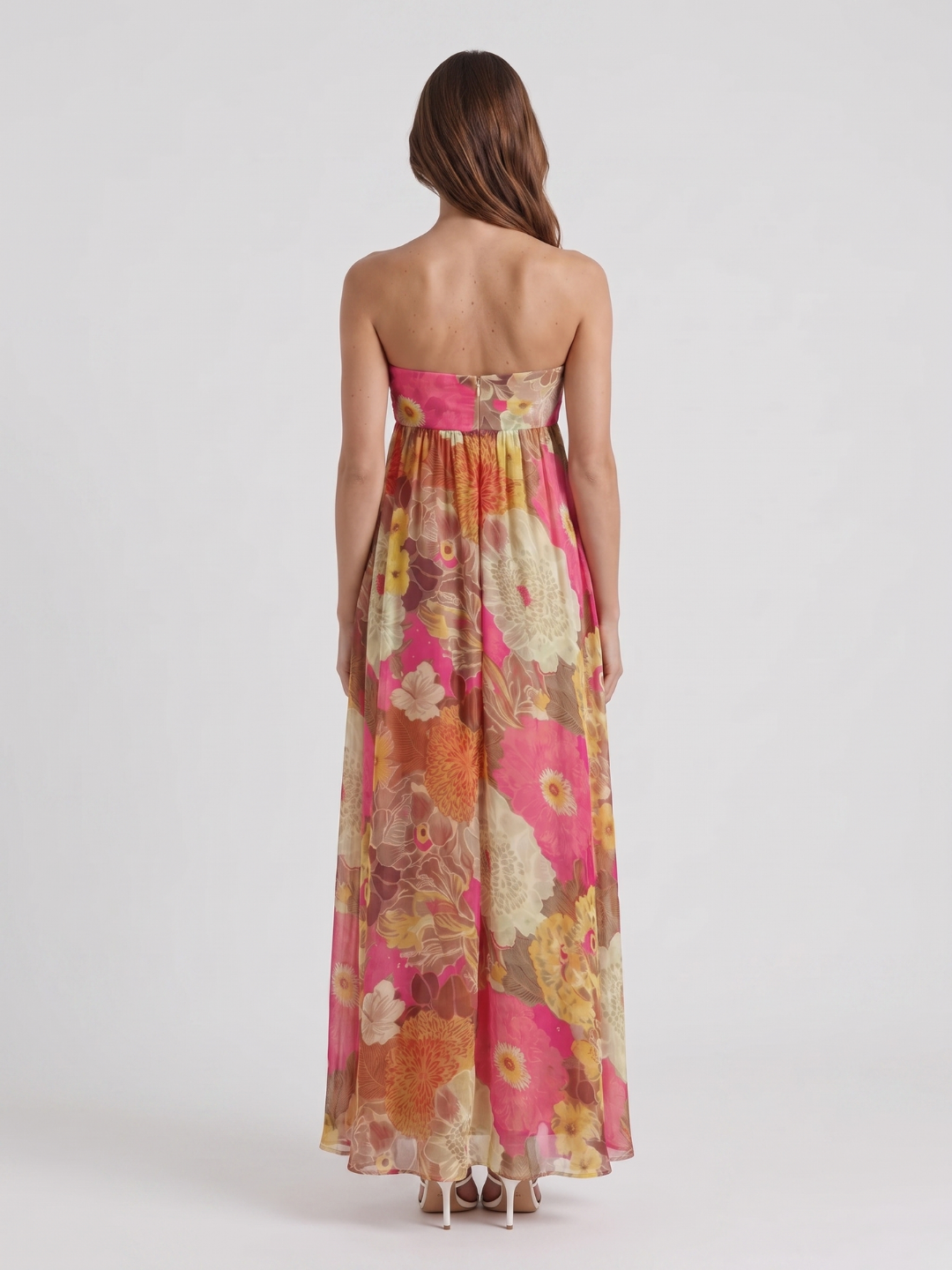 Cosima | Floral Strapless Bandeau Empire Waist Maxi Dress