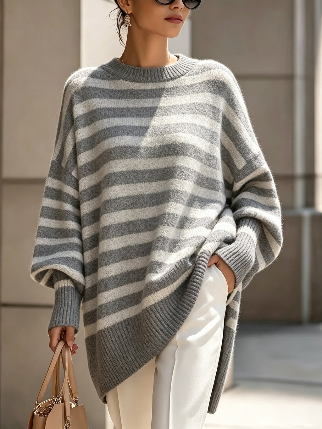 Ottilie | Lantern Sleeve Slanted Hem Sweater - view 11