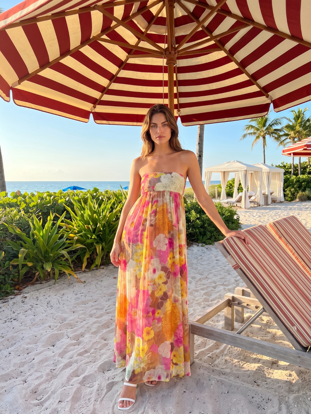 Cosima | Floral Strapless Bandeau Empire Waist Maxi Dress