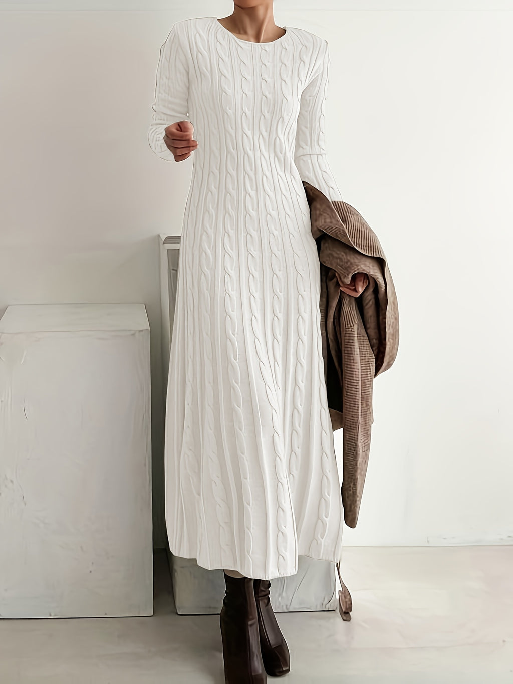 Rosalind | Long Knit Sweater Dress - view 3
