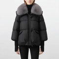 Cordelia | Faux Fur Hood Long Puffer Coat - front view