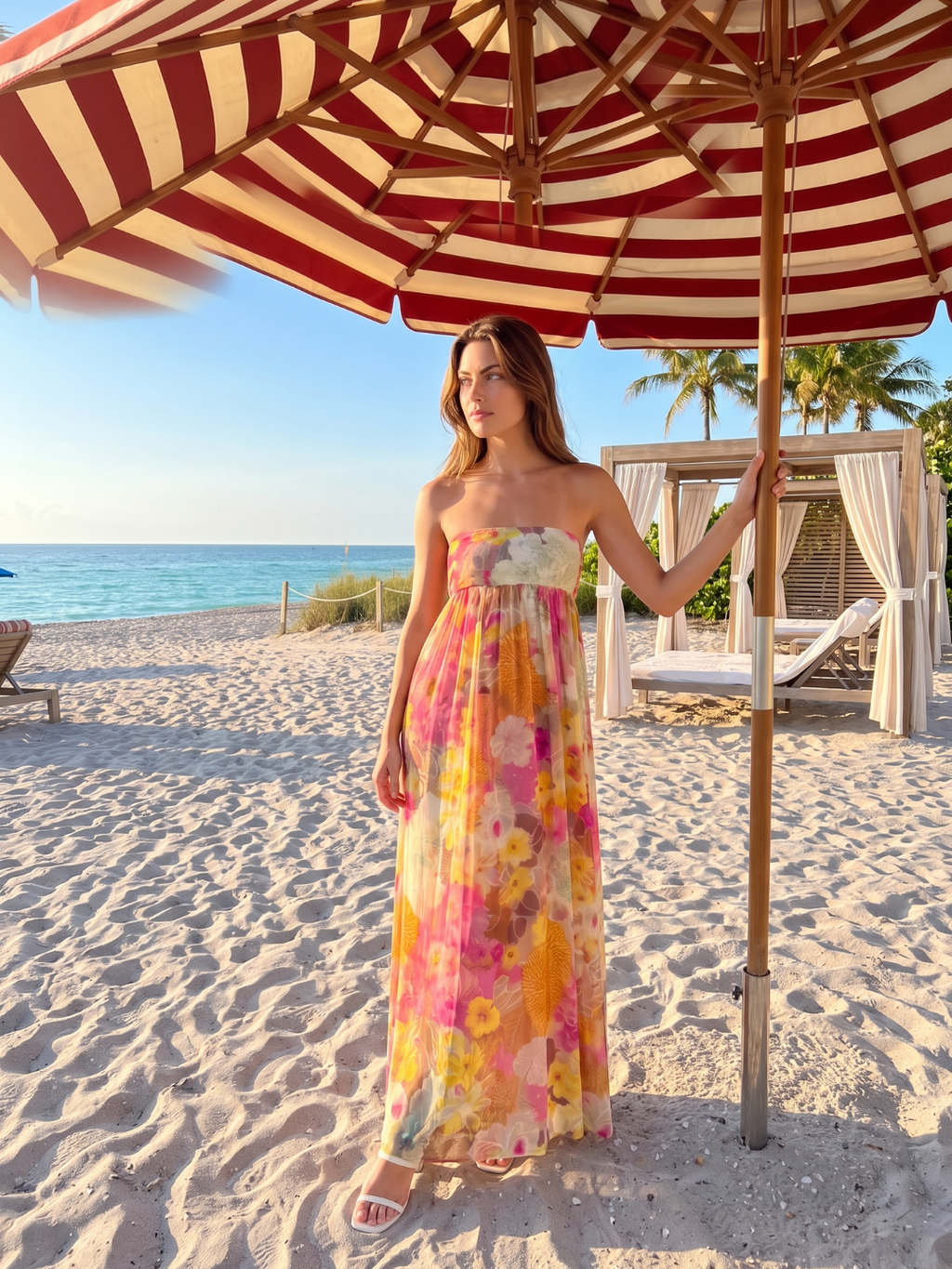 Cosima | Floral Strapless Bandeau Empire Waist Maxi Dress