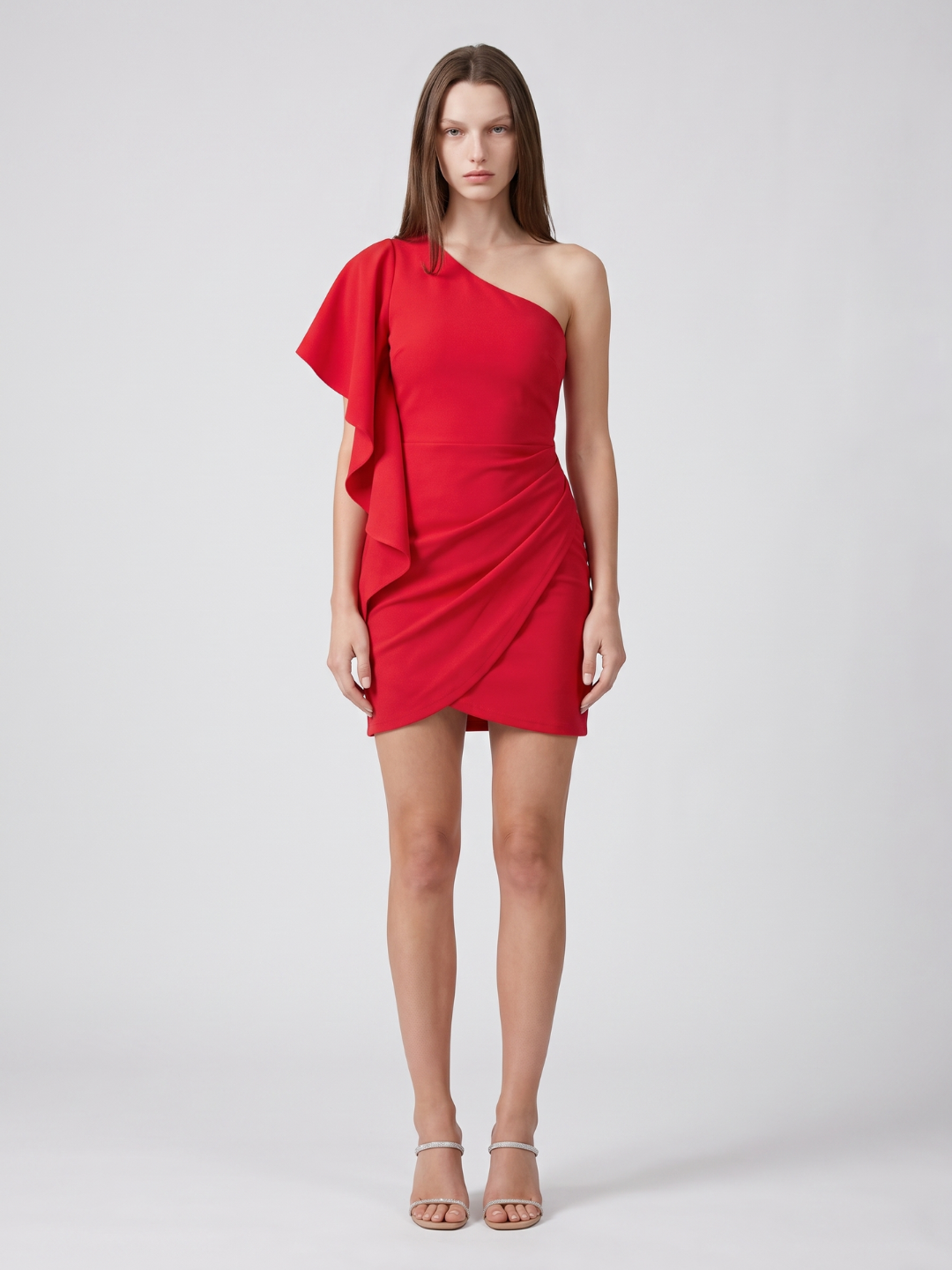 Vivienne | One Shoulder Ruffle Ruched Bodycon Mini Dress