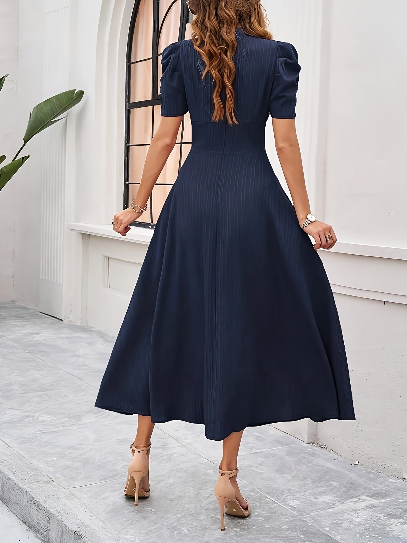 Quinn | Solid V-Neck A-Line Dress