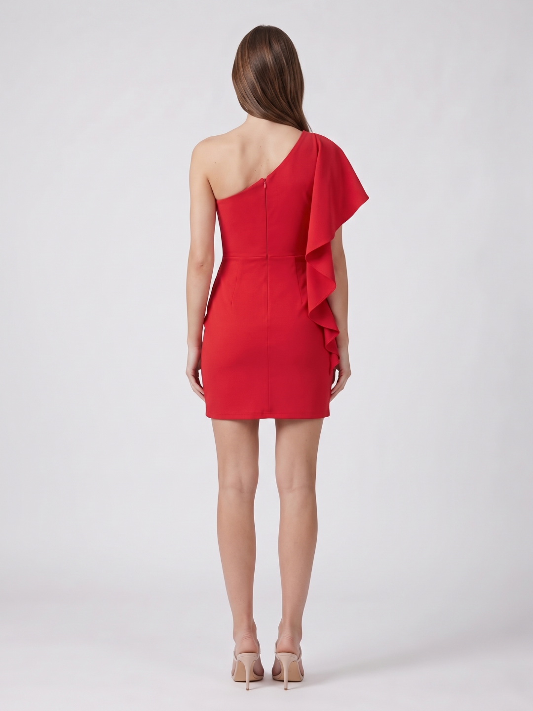 Vivienne | One Shoulder Ruffle Ruched Bodycon Mini Dress