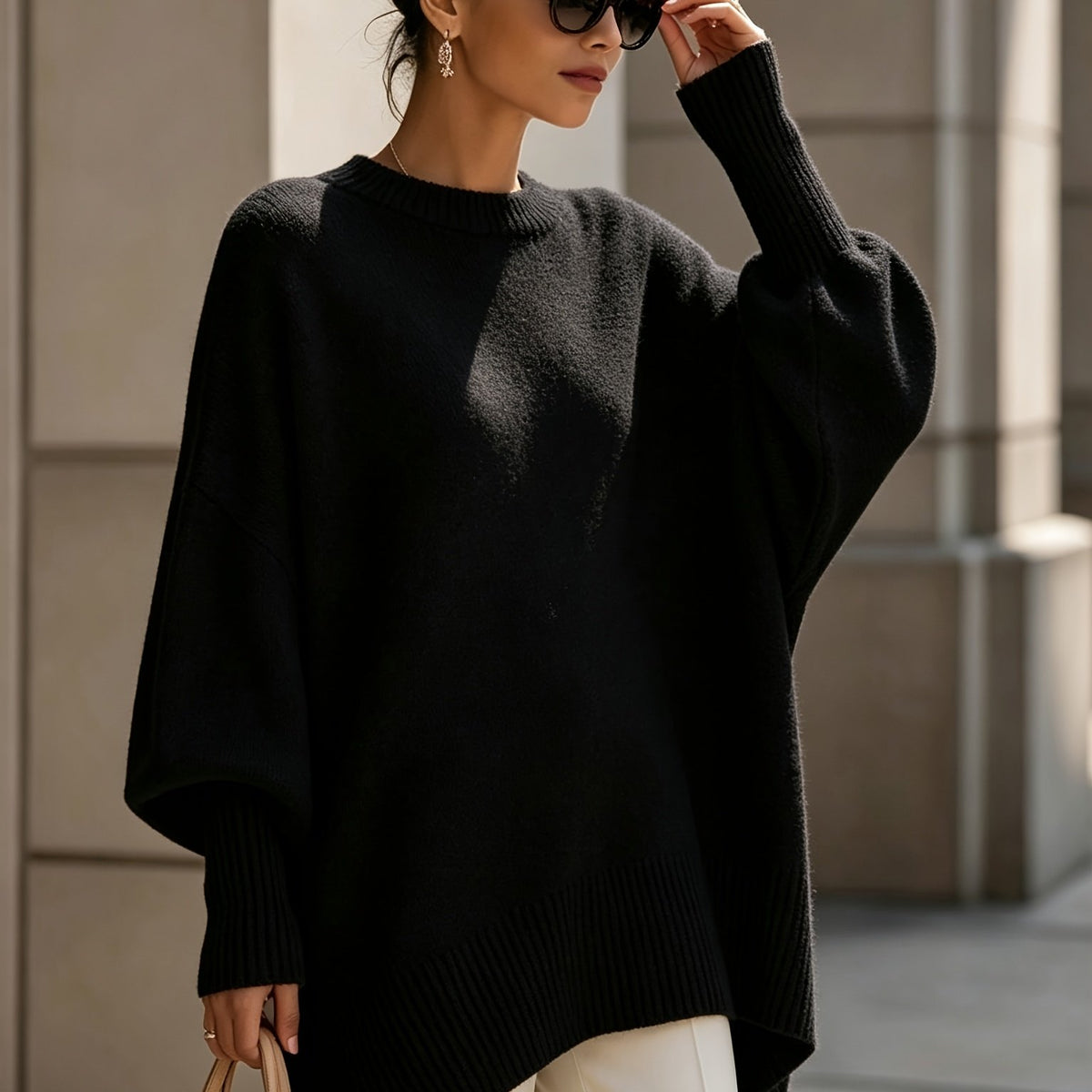Ottilie | Lantern Sleeve Slanted Hem Sweater - view 18