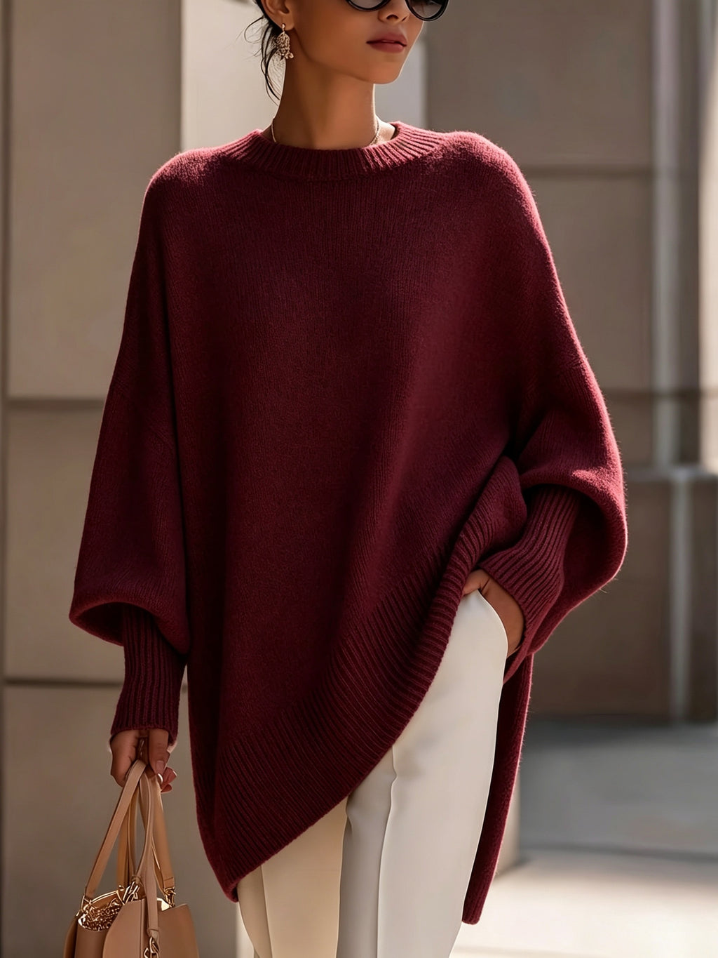 Ottilie | Lantern Sleeve Slanted Hem Sweater - view 4