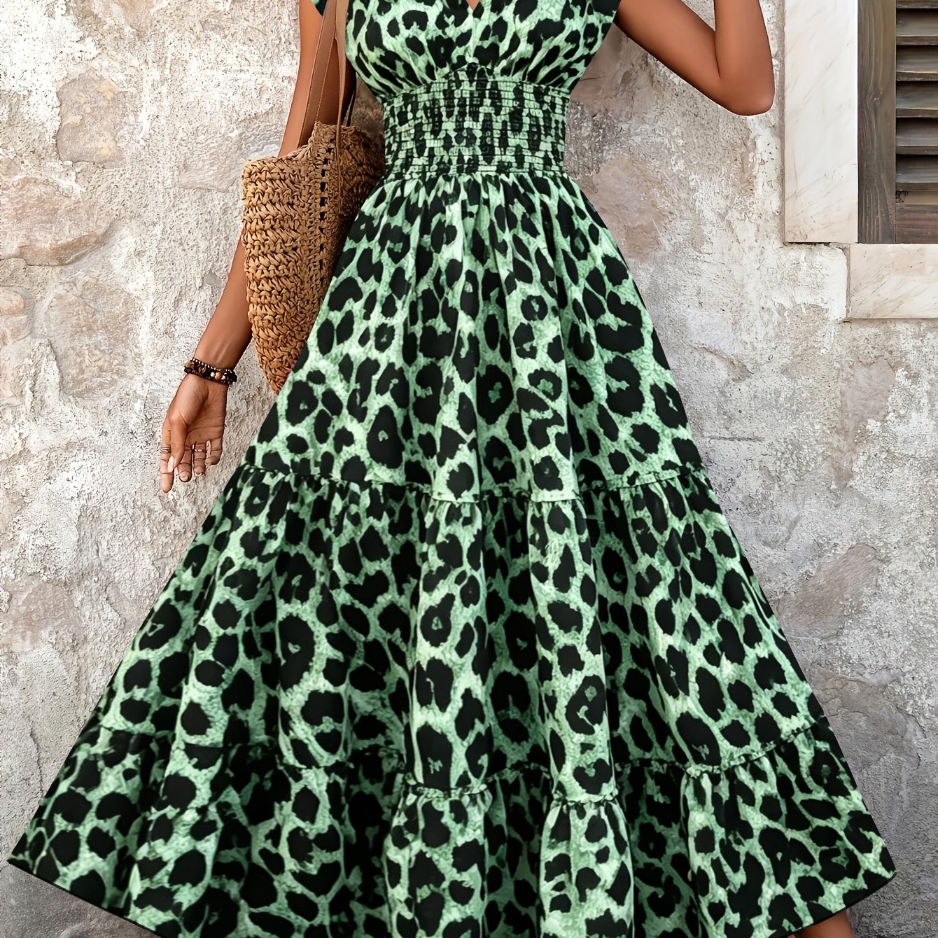 Sutton | Leopard Print V-Neck Maxi Dress