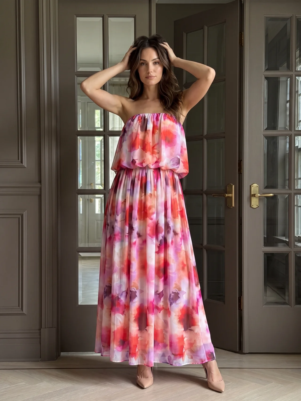 Seraphine | Strapless Blouson Tiered Maxi Dress