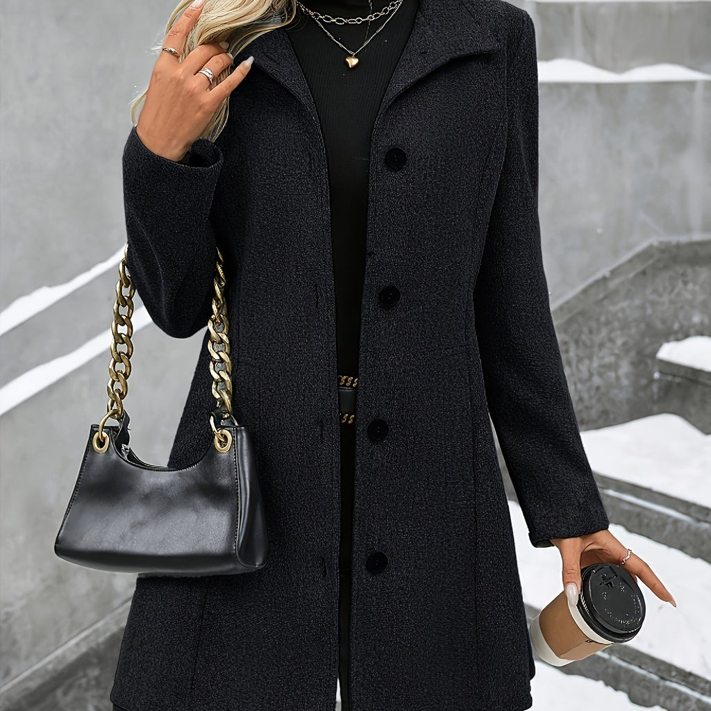Verena | Stand Collar Textured Overcoat - view 14