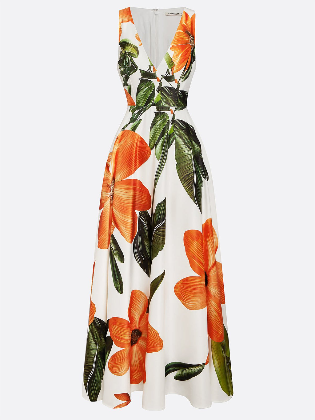 Yvonne Women's Floral Satin A-Line Maxi Dress with Pockets