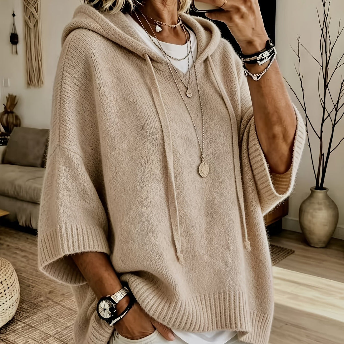 Rue | Drop Shoulder Drawstring Hoodie - view 17