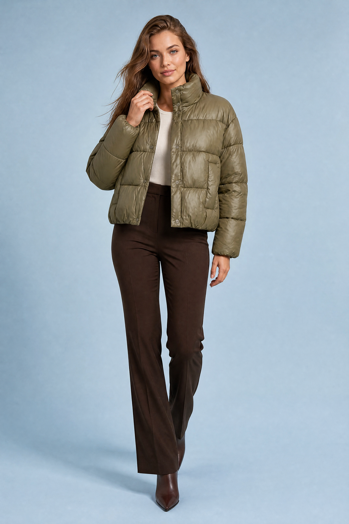 Heidi | High Neck Quilted Puffer Jacket - front view