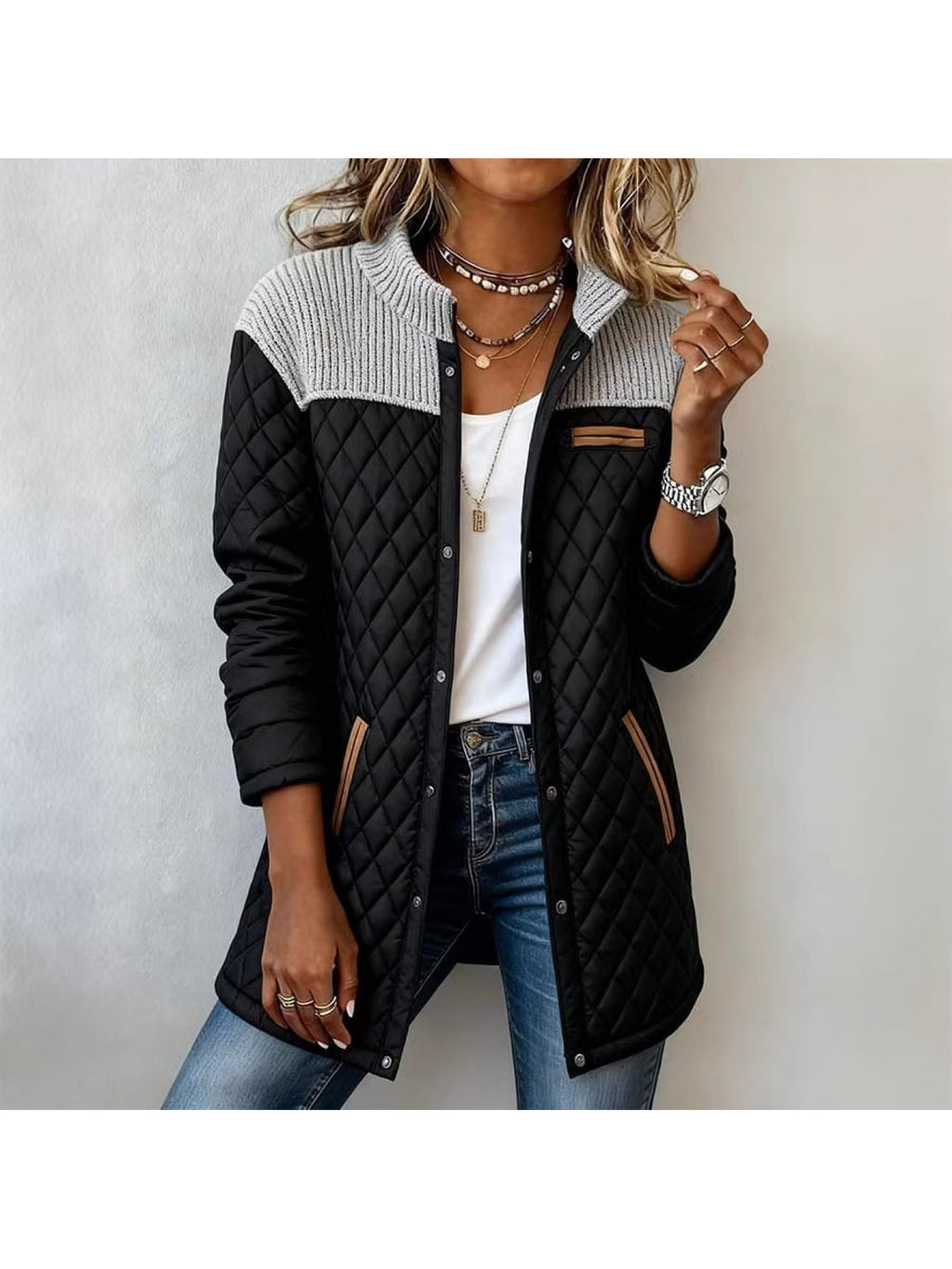 Orla | Raglan Sleeve Quilted Button Coat - view 2