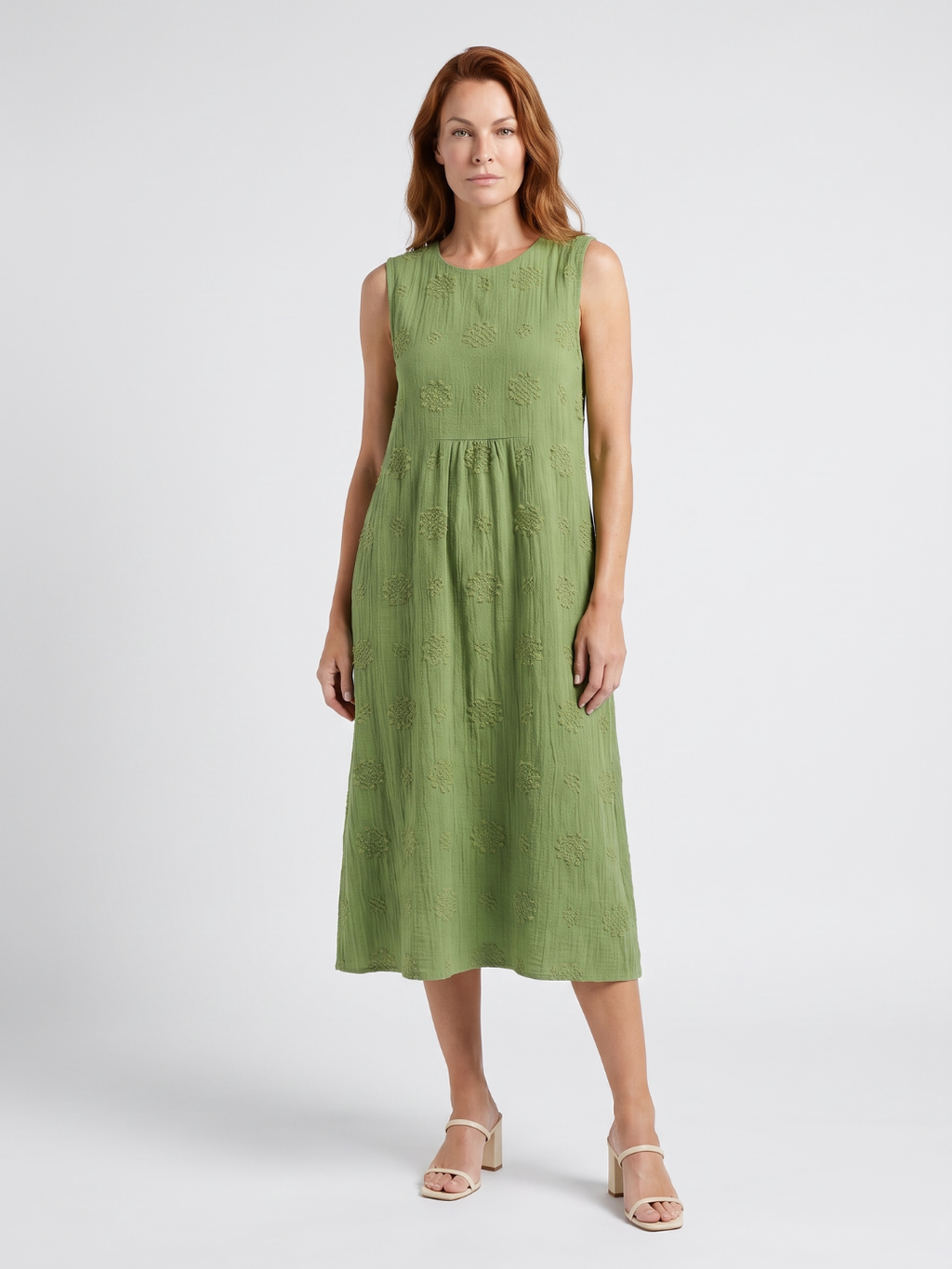 Sylvie | Embroidered Round Neck A-Line Midi Dress