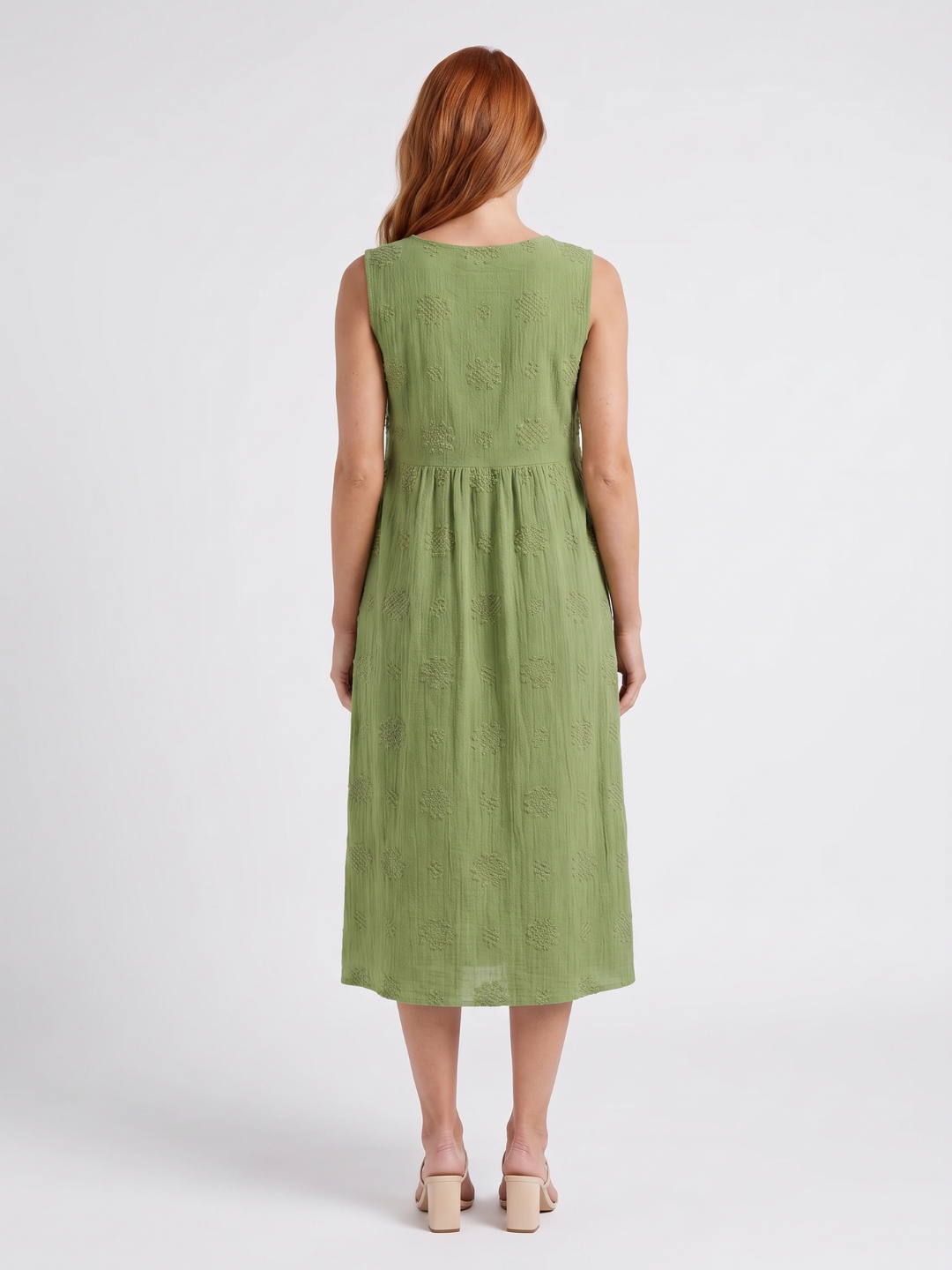 Sylvie | Embroidered Round Neck A-Line Midi Dress