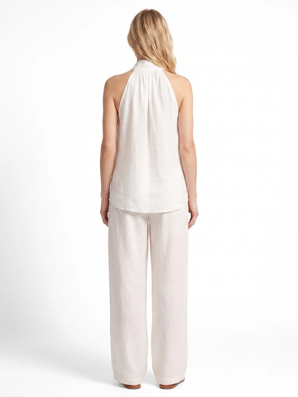 Ines | Halter V-Neck Wide-Leg Two-Piece Set