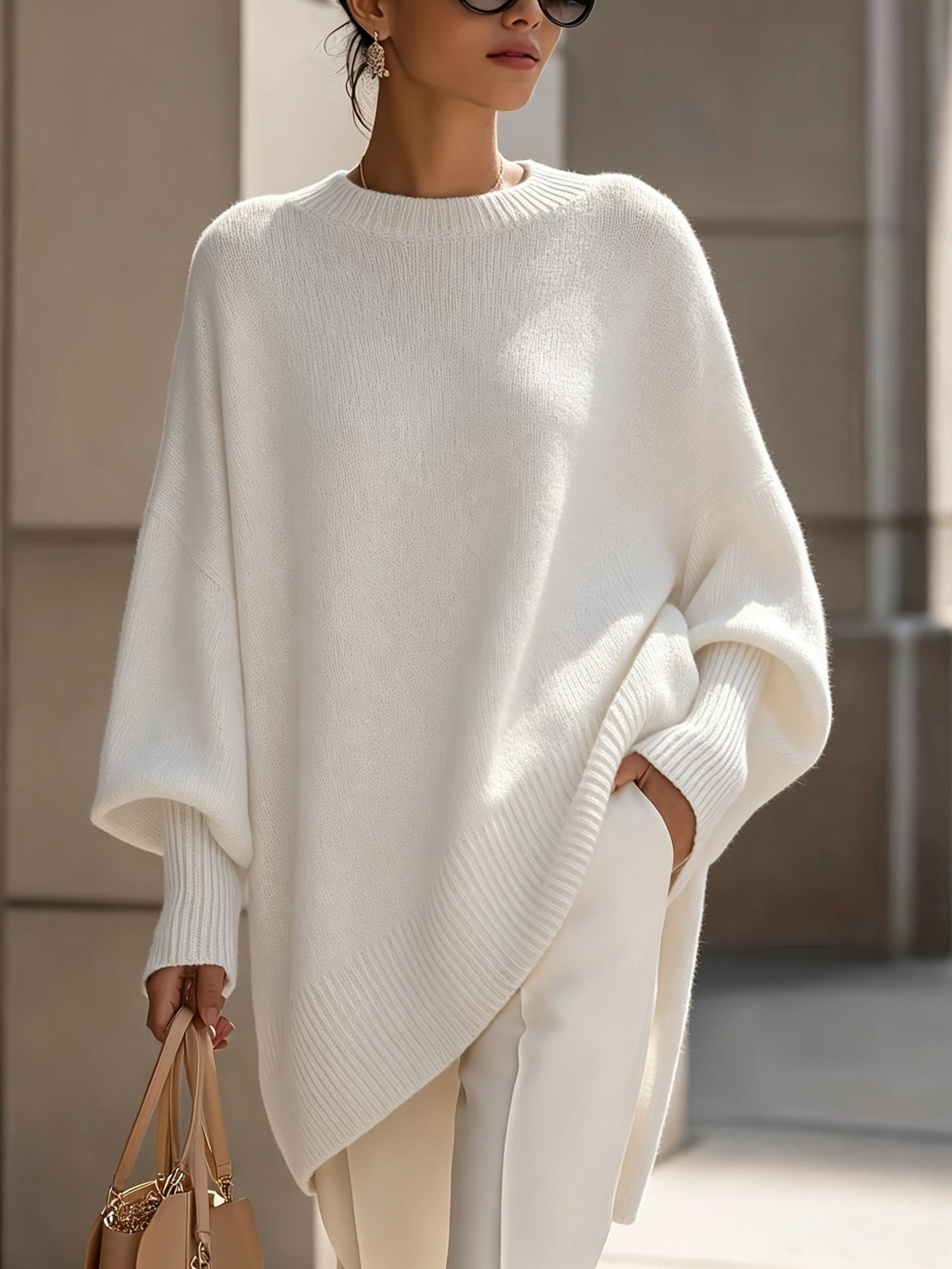 Ottilie | Lantern Sleeve Slanted Hem Sweater - view 7