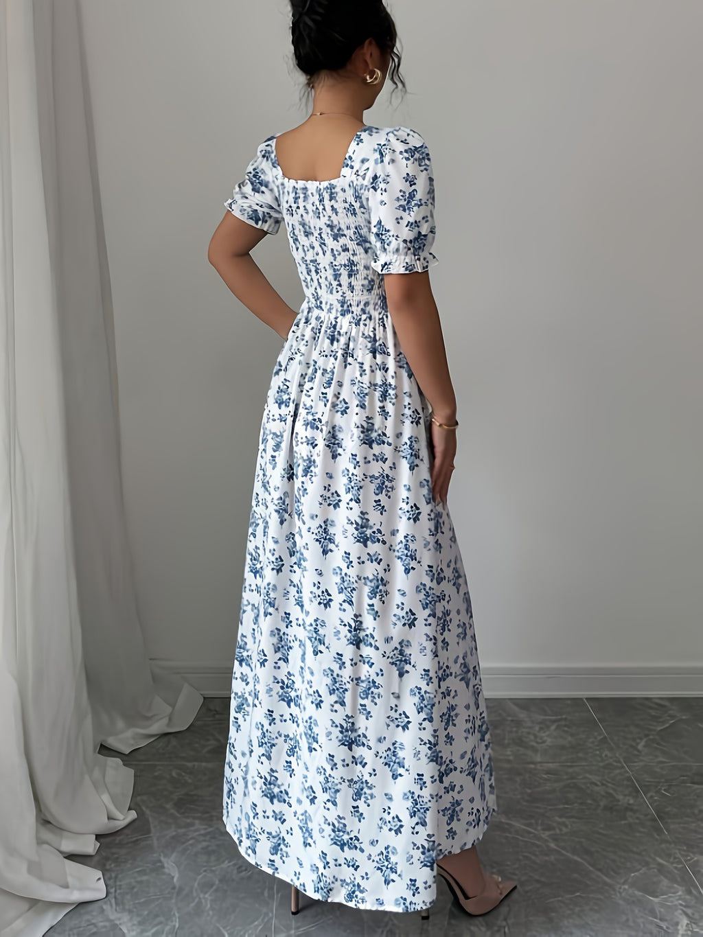 Ainsley | Floral Print Tie-Back Maxi Dress