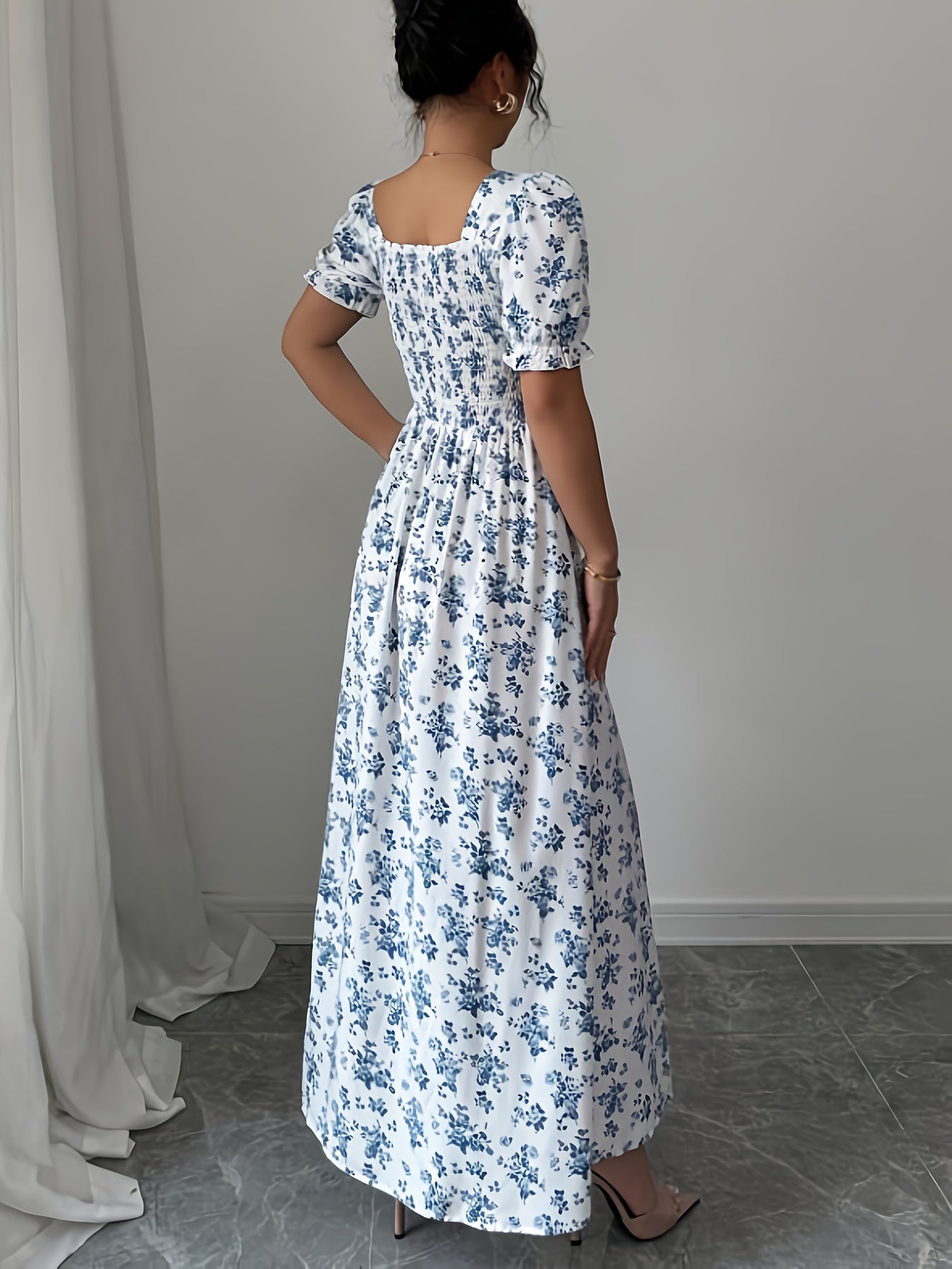 Ainsley | Floral Print Tie-Back Maxi Dress