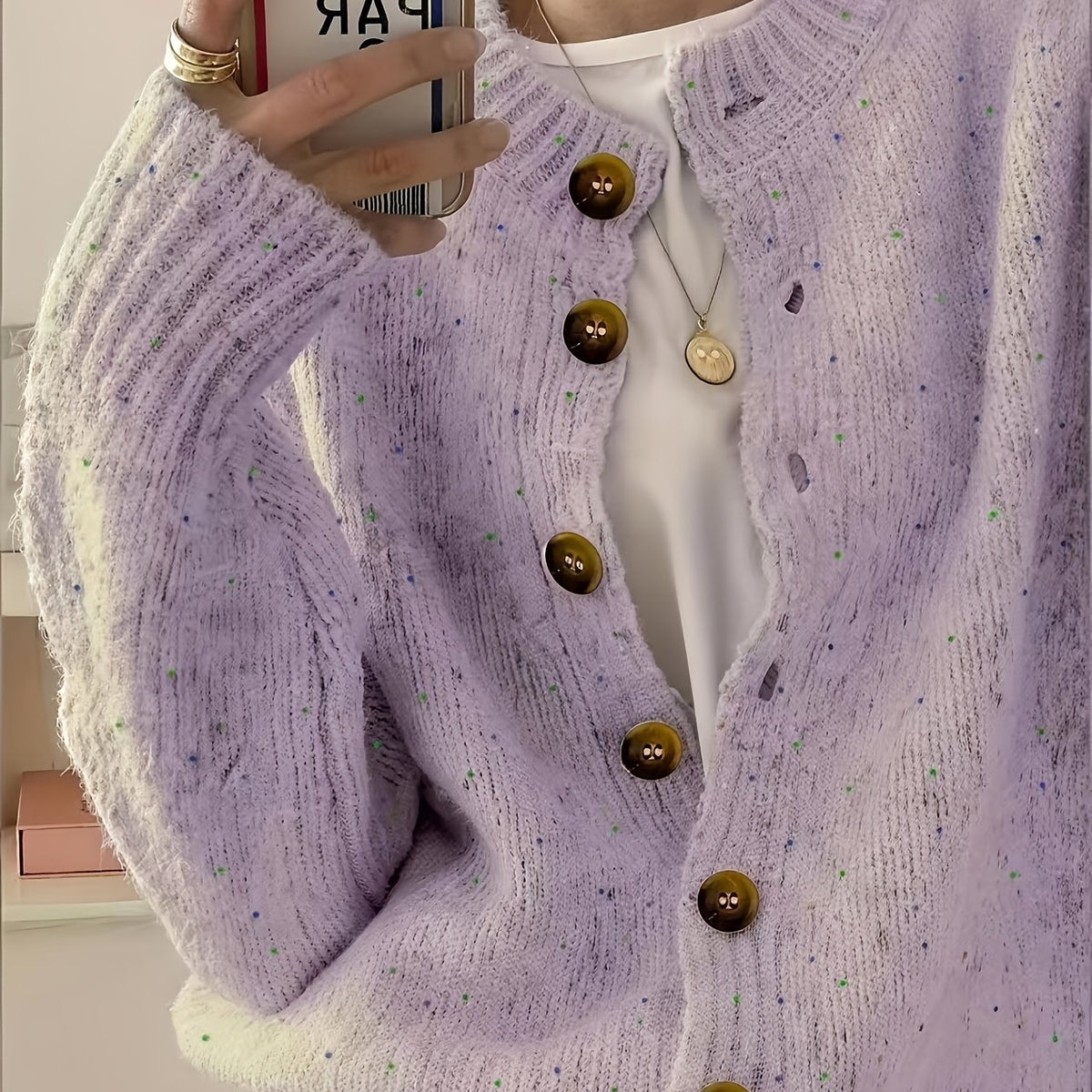 Anouk | Button Front Crew Neck Cardigan - view 22
