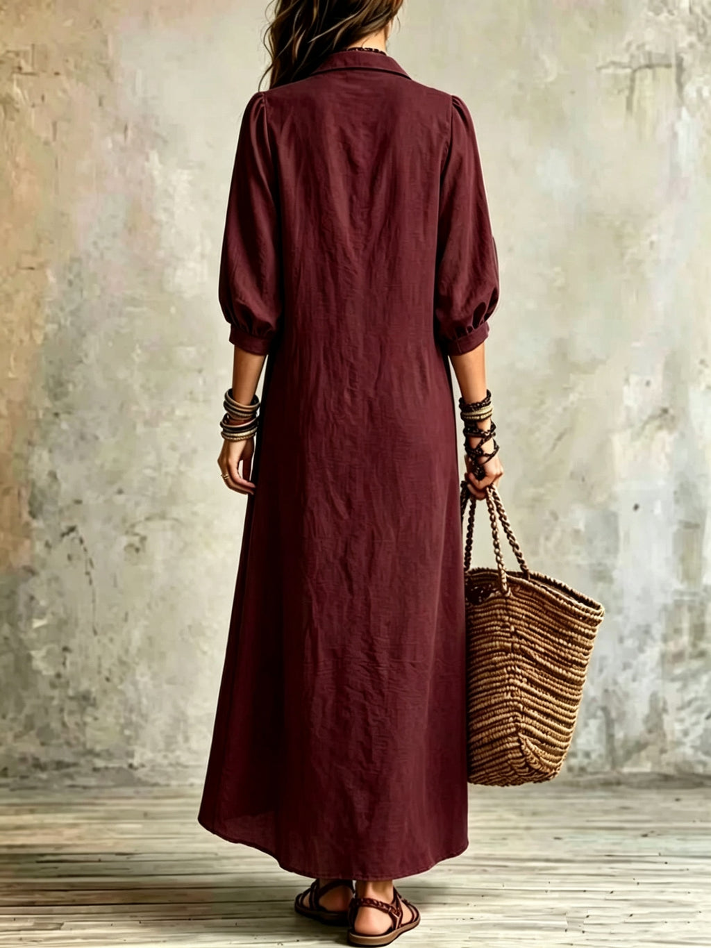 Alina | Lapel Front-Slit Button Maxi Dress