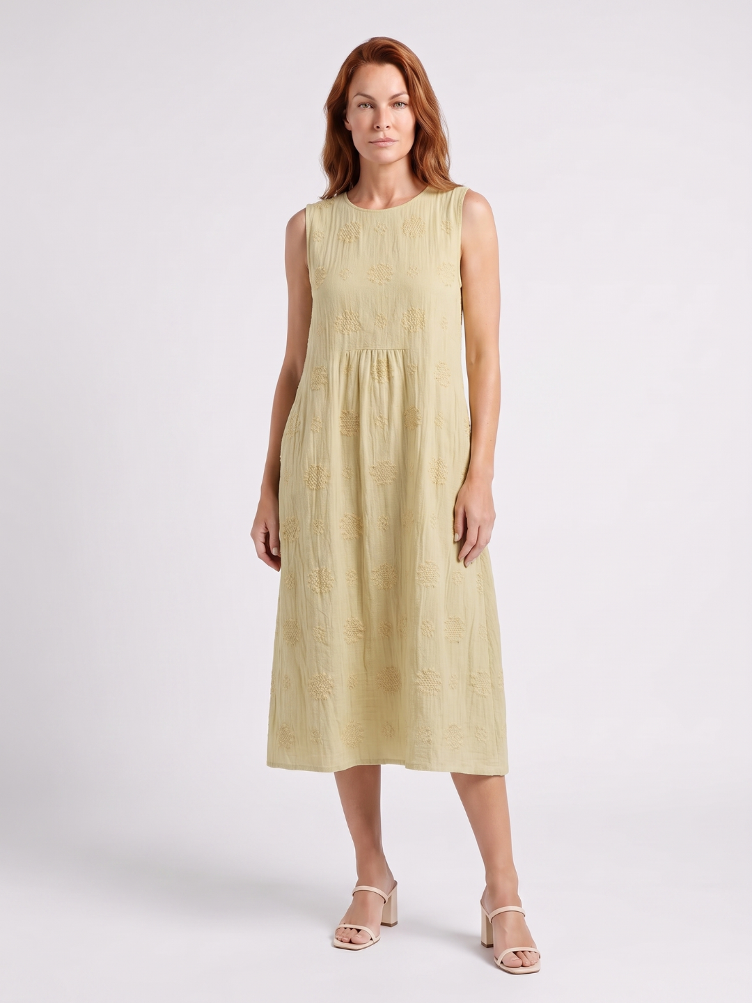 Sylvie | Embroidered Round Neck A-Line Midi Dress