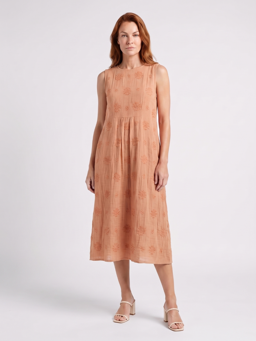 Sylvie | Embroidered Round Neck A-Line Midi Dress