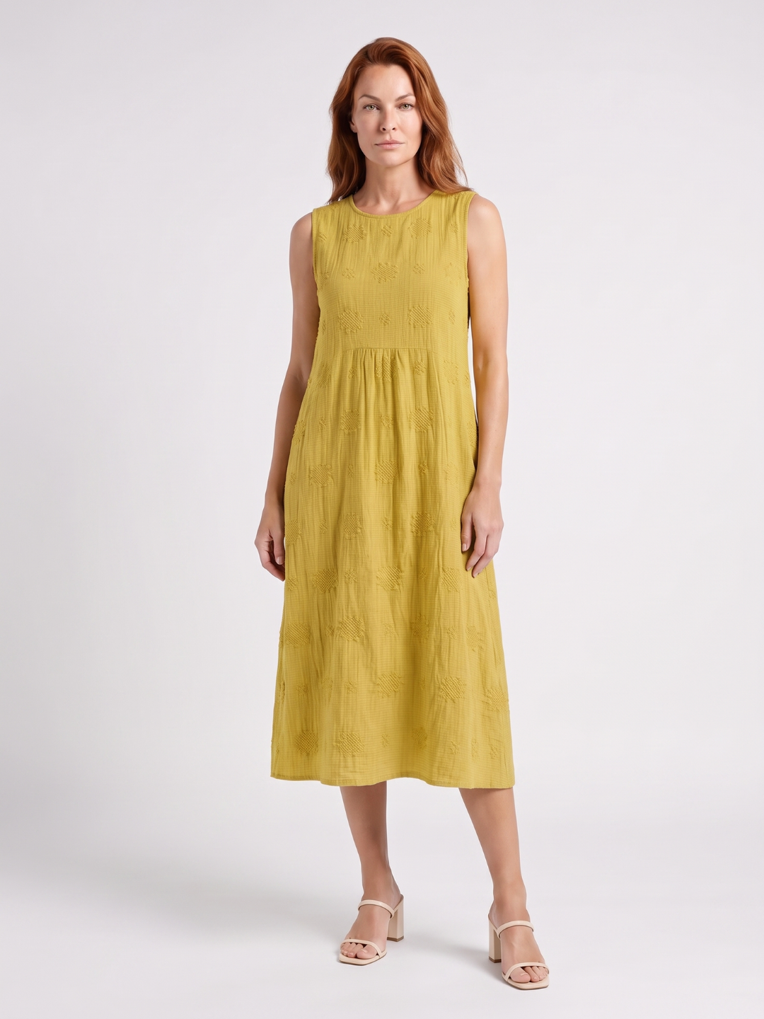 Sylvie | Embroidered Round Neck A-Line Midi Dress