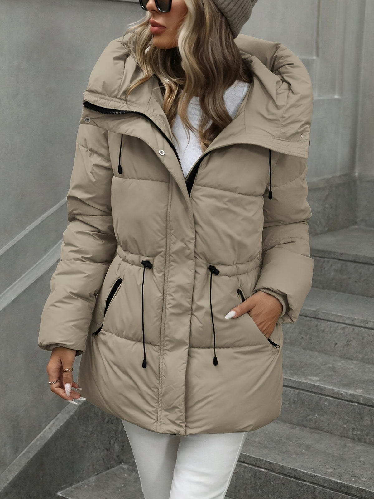 Yvette | Mid Length Hooded Padded Coat - view 2